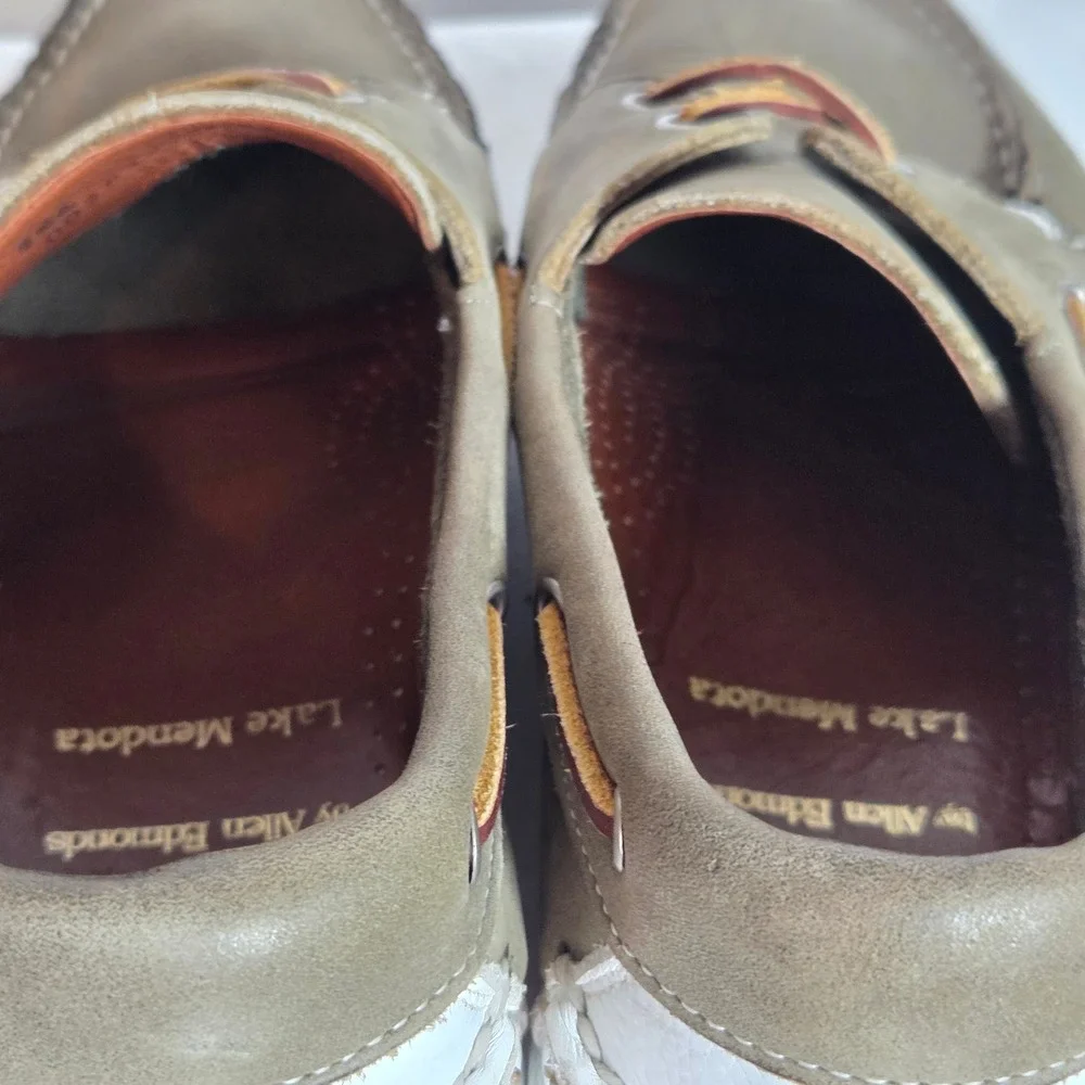Allen Edmonds Lake Mendota Mens 7.5‎ E Olive Green Nubuck Boat Shoes Nautical